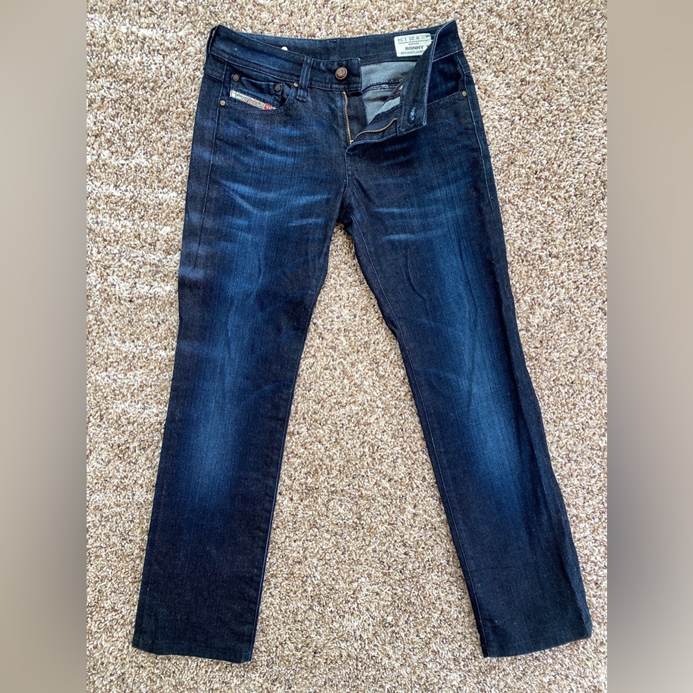 Diesel denim jeans embroidery straight leg Made in Italy Women's 26"